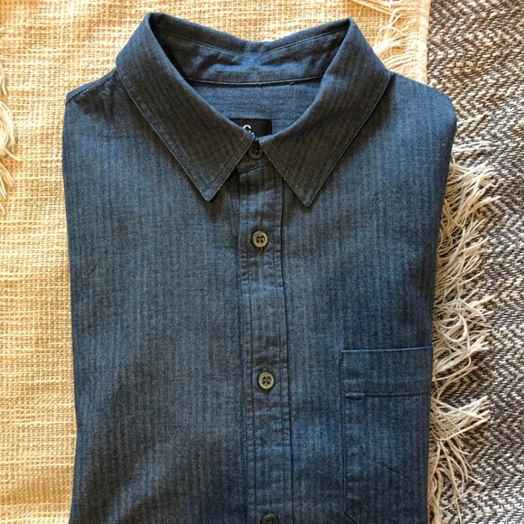 A.P.C. Georges Herringbone Chambray Shirt - Size small - Picture 5 of 6